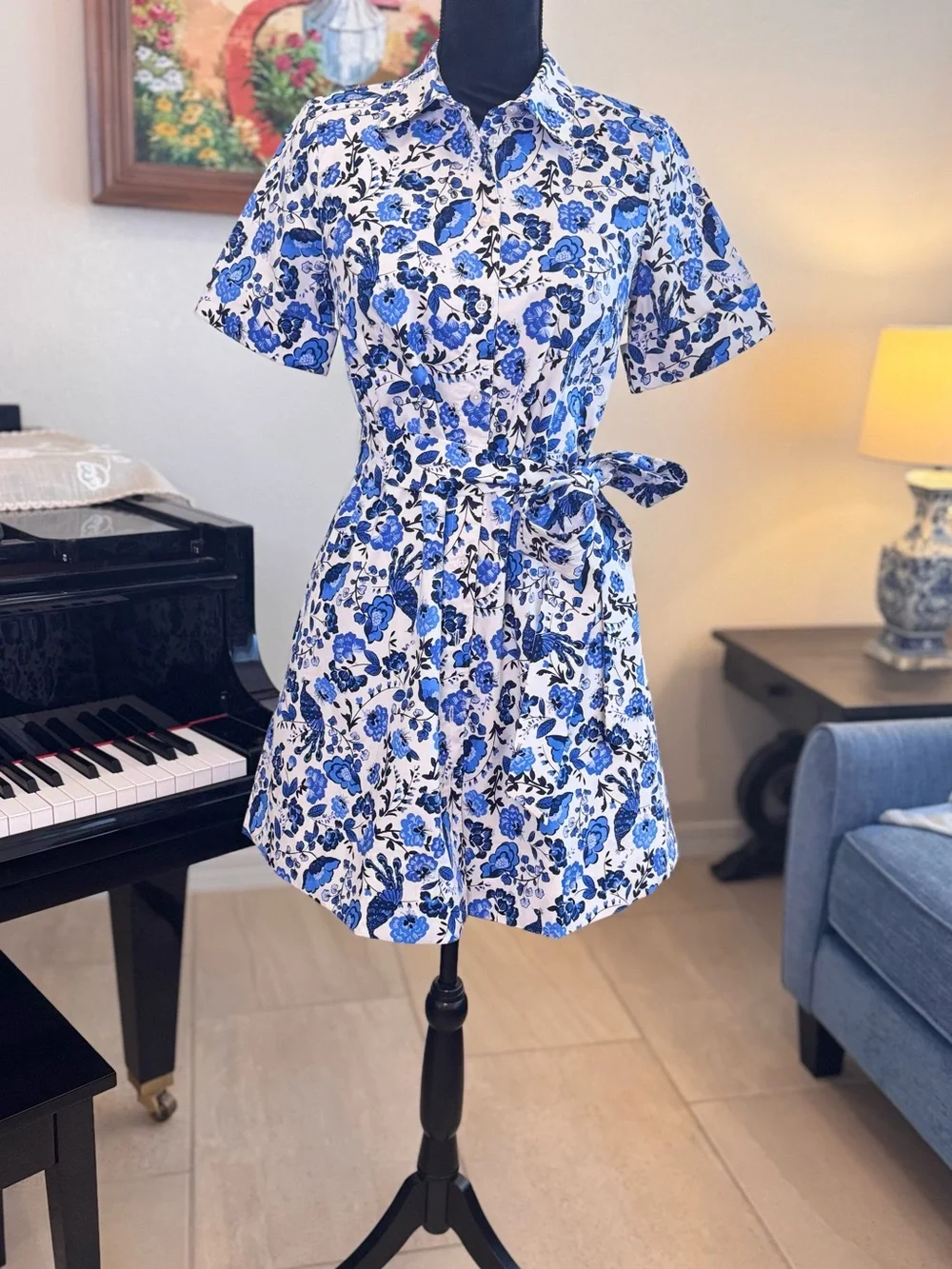 Kate Spade Floral Tie-Waist Shirt Dress